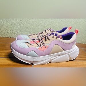 Ugg Calle Lace Leather Pastel Purple, Orange, Tan, Green Shoe Sneaker Size: 9.5